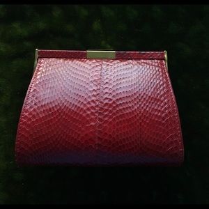 NWOT Vintage, red leather clutch.